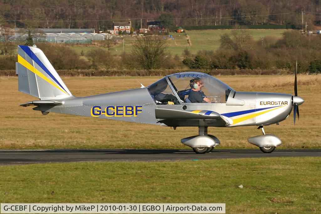 G-CEBF, 2006 Aerotechnik EV-97A Eurostar C/N PFA 315A-14525, Departing from Icicle 2010.