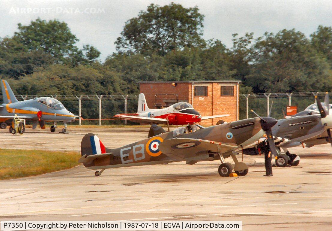P7350, 1940 Supermarine 329 Spitfire IIa C/N CBAF.14, Spitfire IIA of the Battle of Britain Memorial Flight on the flight-line at the 1987 Intnl Air Tattoo at RAF Fairford.