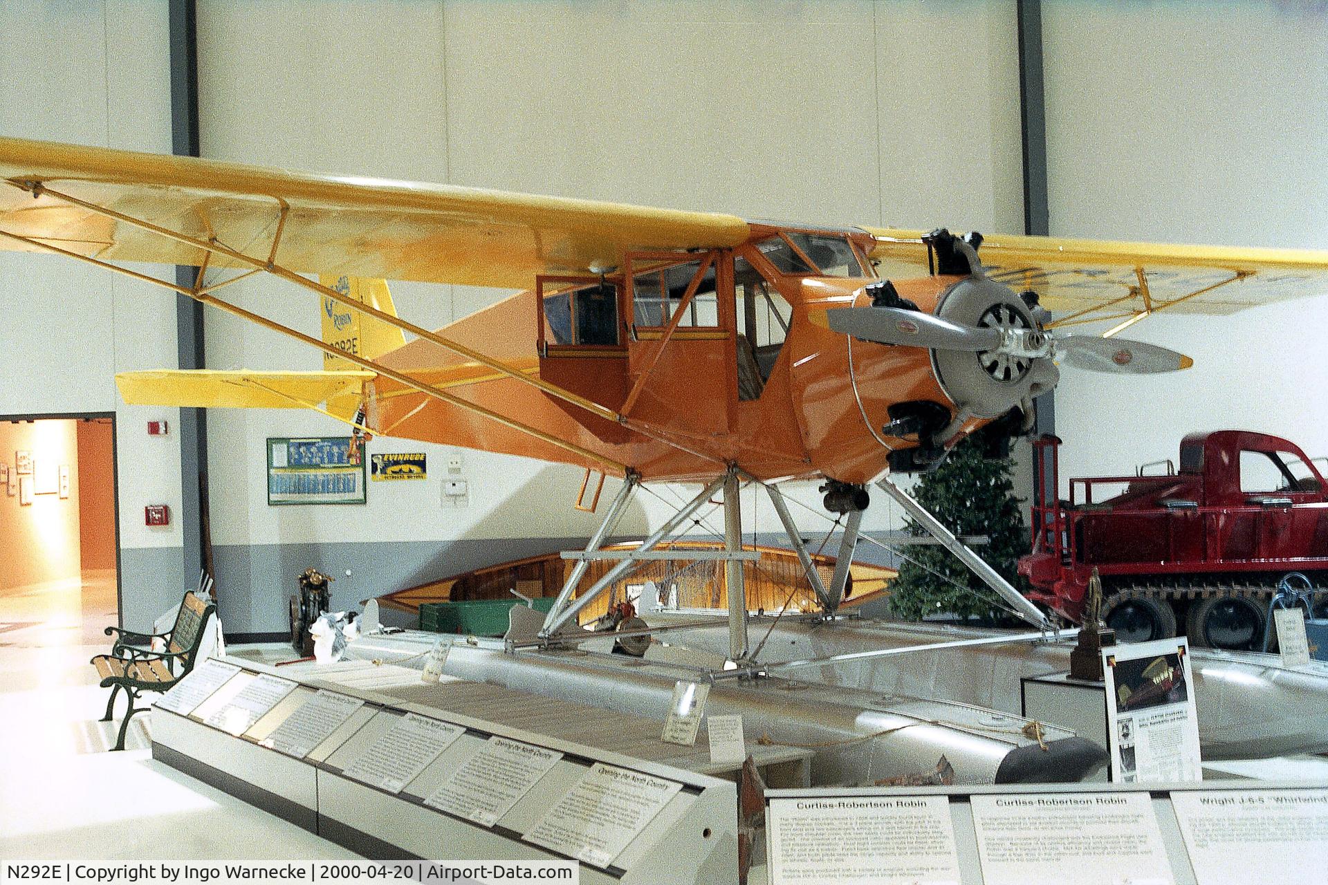 N292E, 1929 Curtiss-Wright Robin J-1 C/N 130, Curtiss-Wright Robin J-1 on floats at the Heritage Halls, Owatonna MN