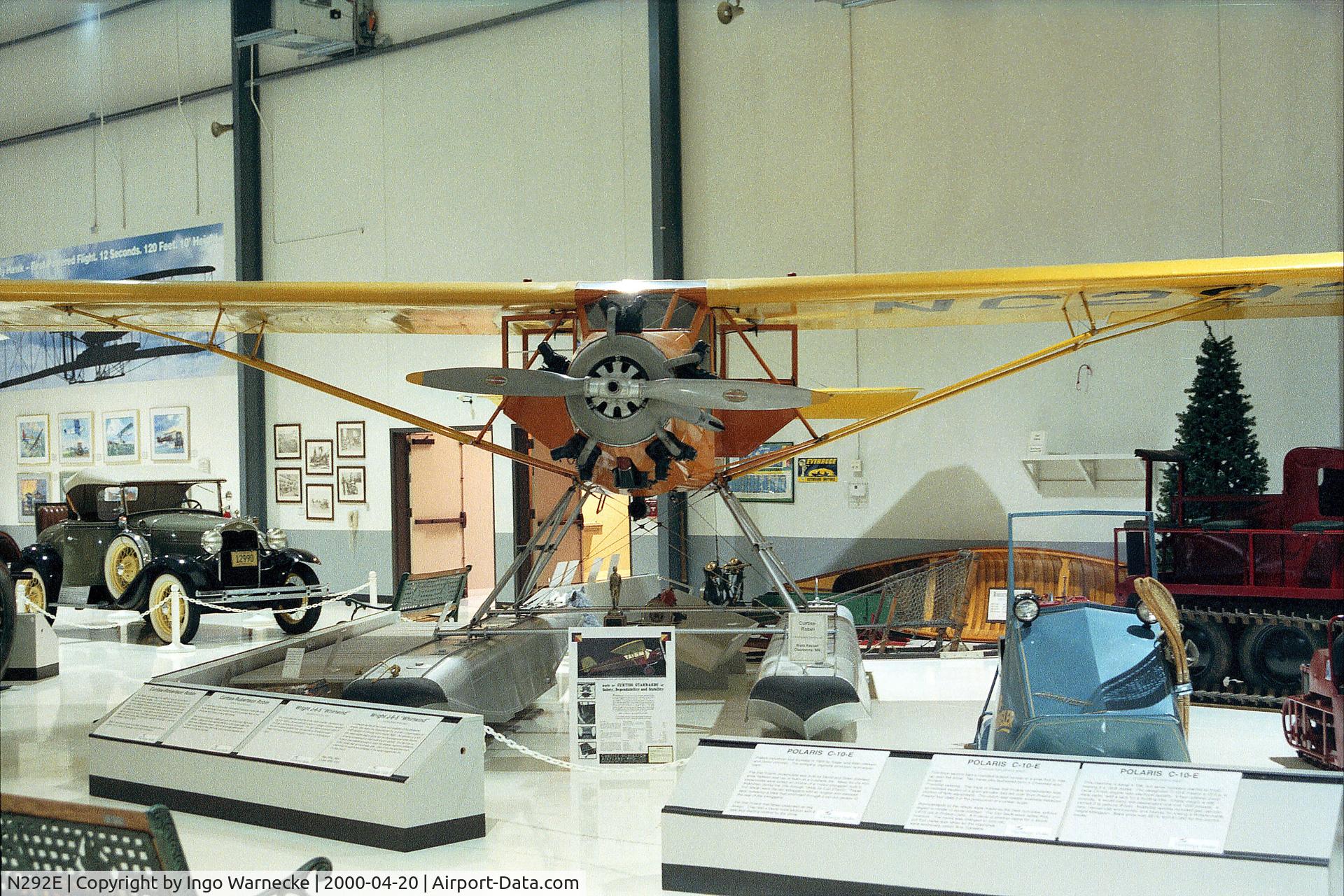 N292E, 1929 Curtiss-Wright Robin J-1 C/N 130, Curtiss-Wright Robin J-1 on floats at the Heritage Halls, Owatonna MN