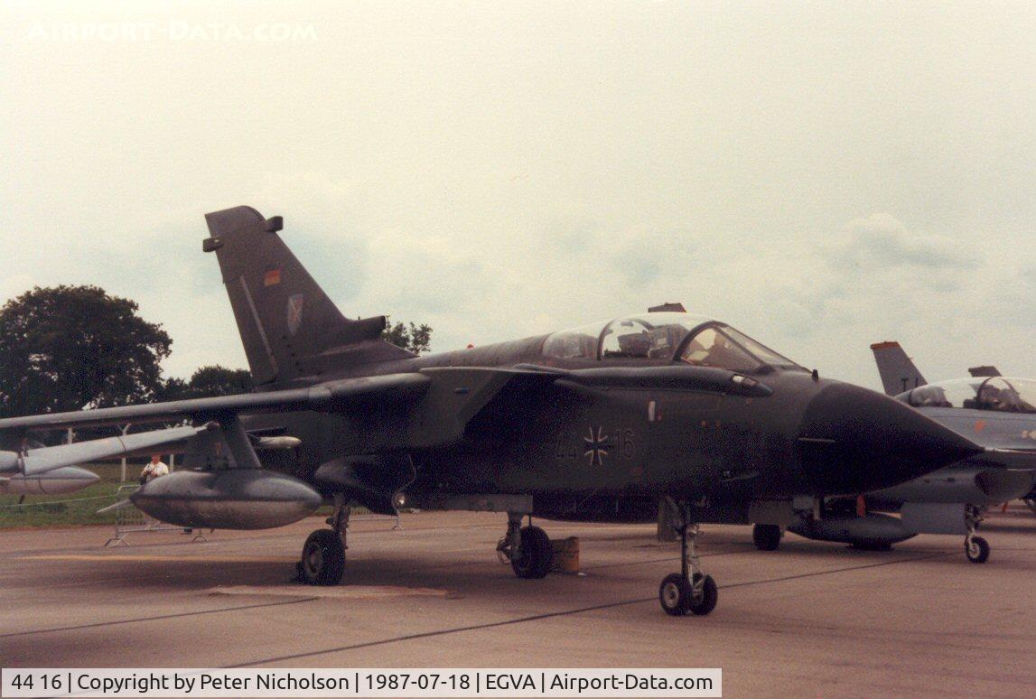 44 16, Panavia Tornado IDS C/N 296/GS079/4116, Tornado IDS of JBG-31 on display at the 1987 Intnl Air Tattoo at RAF Fairford.