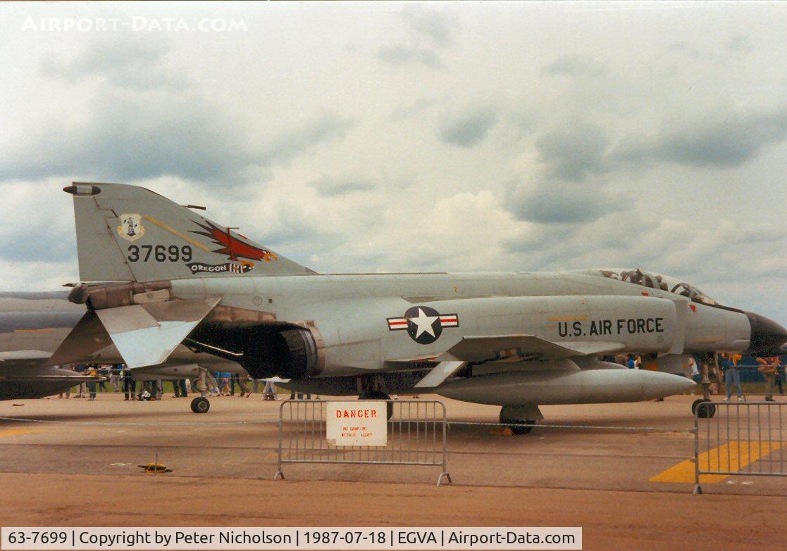 63-7699, 1963 McDonnell F-4C Phantom II C/N 839, Another view of the Battle Damage Repair airframe on display at the 1987 Intnl Air Tattoo at RAF Fairford in markings of the Oregon ANG.