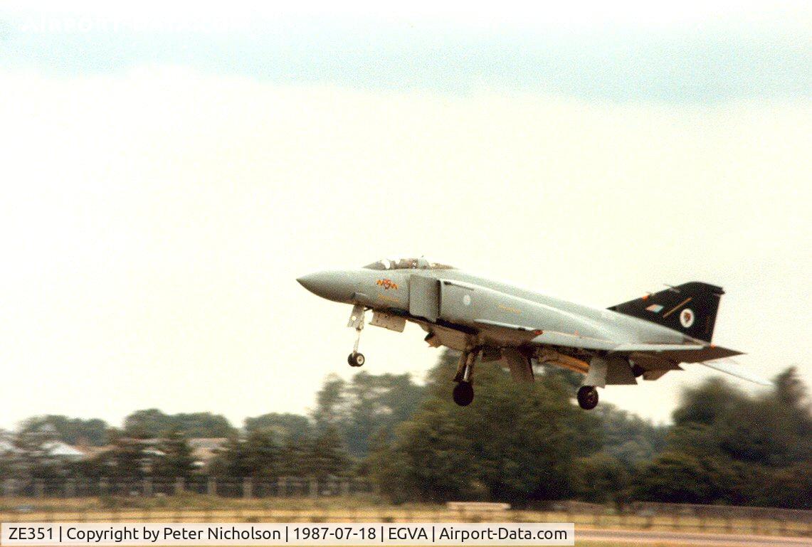 ZE351, McDonnell Douglas F-4J(UK) Phantom II C/N 1759, F-4J(UK) Phantom, callsign Tiger 1, of 74 Squadron at RAF Wattisham attended the 1987 Intnl Air Tattoo at RAF Fairford.