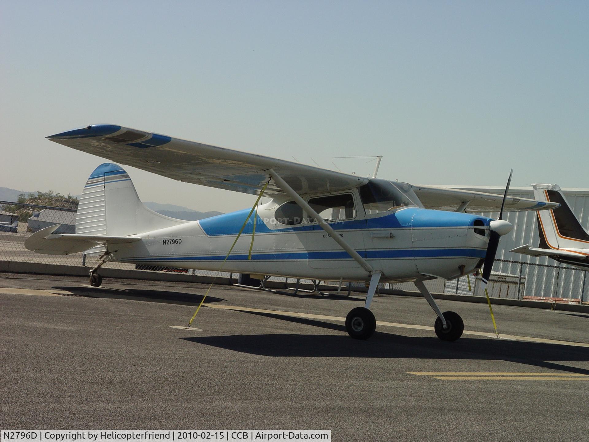 N2796D, 1952 Cessna 170B C/N 25338, Tied down and parked