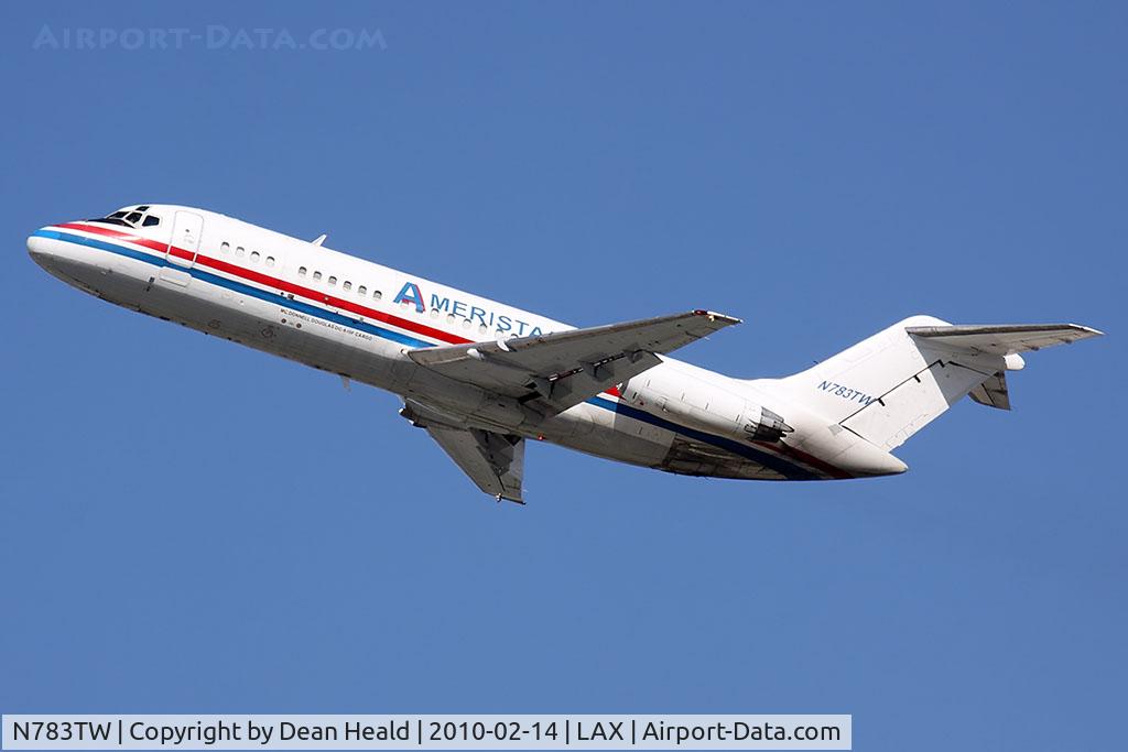 N783TW, 1966 Douglas DC-9-15RC C/N 47010, Ameristar N783TW (FLT AJI9652) climbing out from RWY 25L enroute to Tulsa Int'l (KTUL). This DC-9-15F was built in 1966 and is still in service.