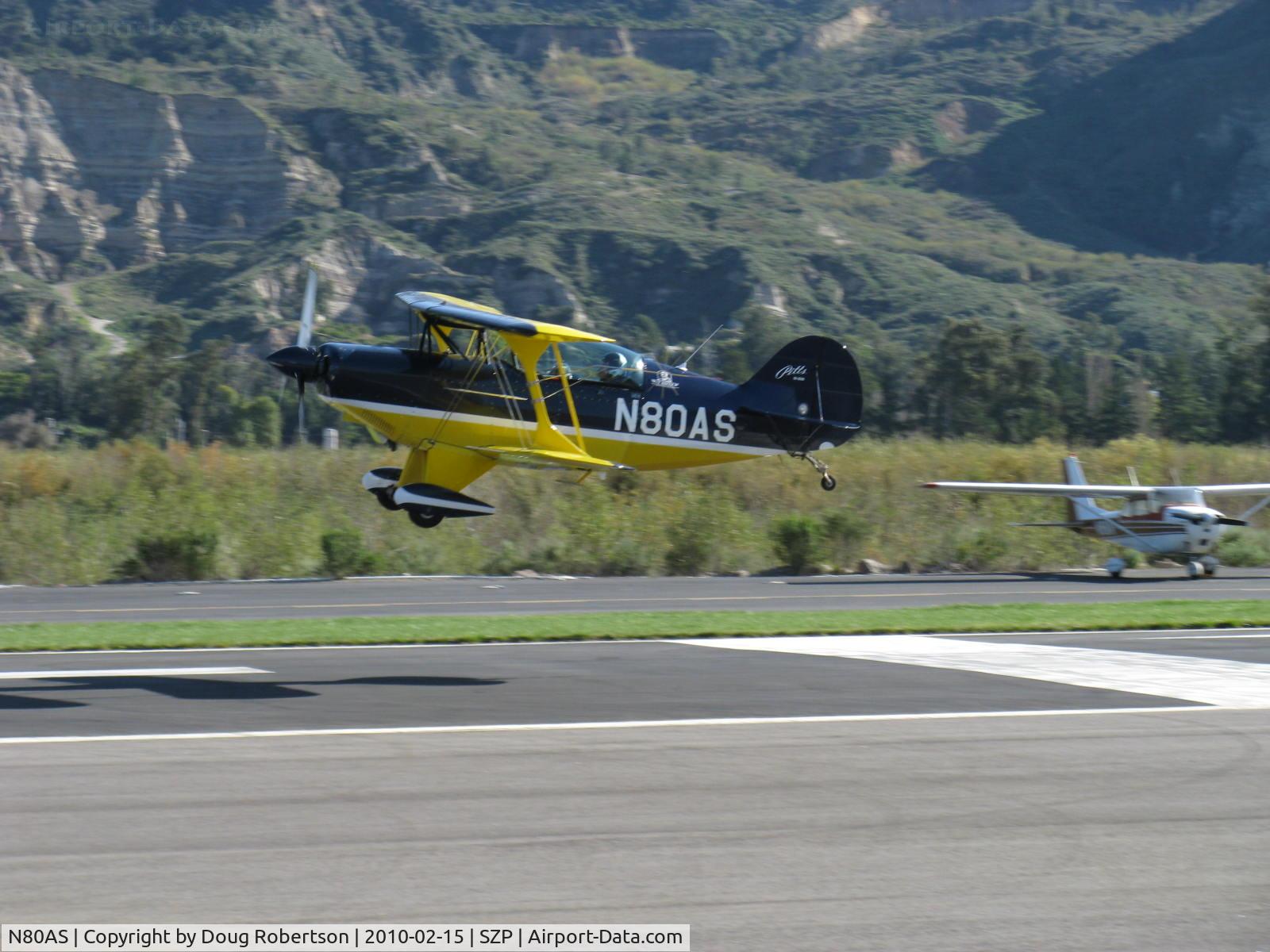 N80AS, 1992 Pitts S-2B Special C/N 5244, 1992 Pitts Aerobatics PITTS S-2B, Lycoming AEIO-540, another landing  Rwy 04