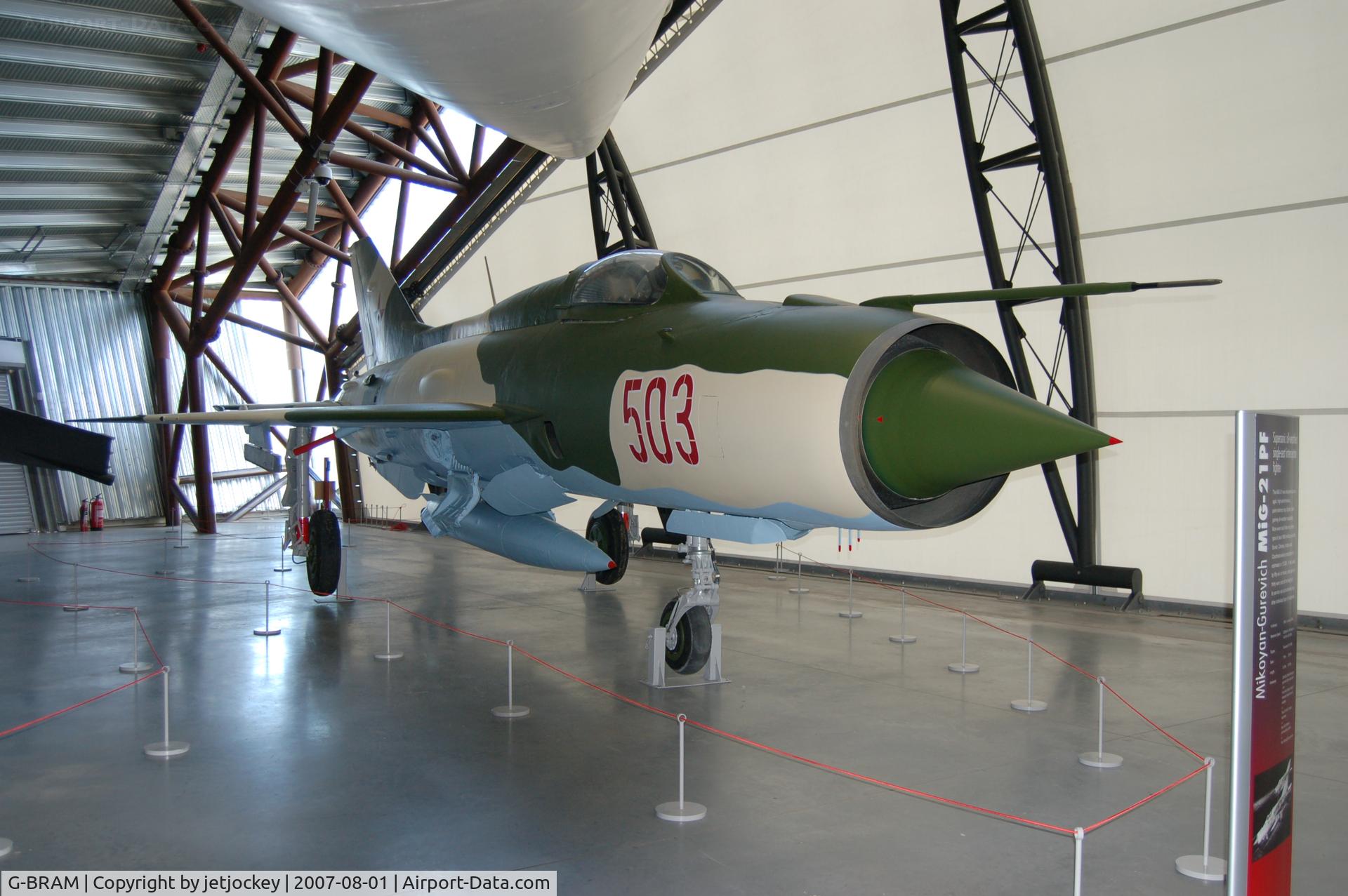 G-BRAM, 1966 Mikoyan-Gurevich MiG-21PF C/N 760503, MiG 21 at the Cold War Museum Cosford
