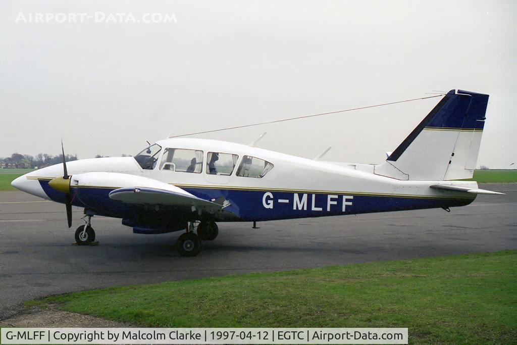 G-MLFF, 1973 Piper PA-23-250 Aztec E C/N 27-7305194, Piper PA-23-250 Aztec E at Cranfield Airport in 1997. Previously G-BJBU & G-WEBB.