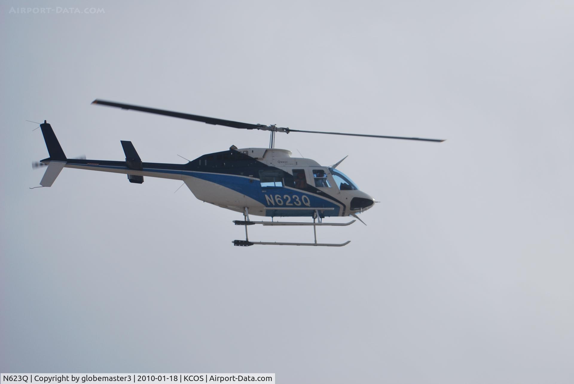 N623Q, 1988 Bell 206L-3 LongRanger III C/N 51258, departing colorado springs airport