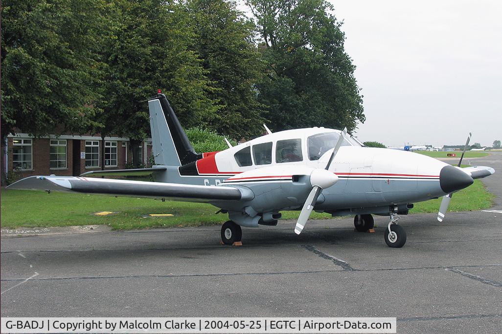 G-BADJ, 1972 Piper PA-E23-250 Aztec C/N 27-4841, Piper PA-23-250 Aztec E at Cranfield Airport in 2004.