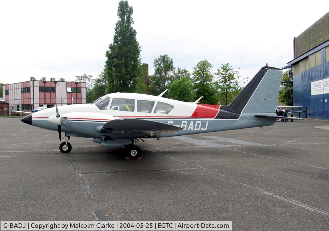 G-BADJ, 1972 Piper PA-E23-250 Aztec C/N 27-4841, Piper PA-23-250 Aztec E at Cranfield Airport in 2004.