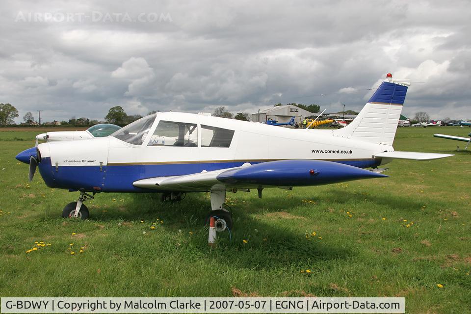 G-BDWY, 1972 Piper PA-28-140 Cherokee Cruiser, c/n 28-7225378, Piper PA-28-140 Cherokee E at Bagby Airfield in 2007.