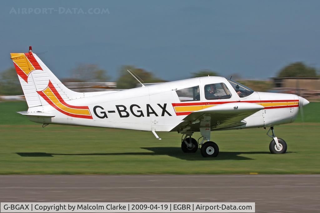 G-BGAX, 1973 Piper PA-28-140 Cherokee C/N 28-7325409, Piper PA-28-140 Cherokee F at Breighton Airfield in 2009.