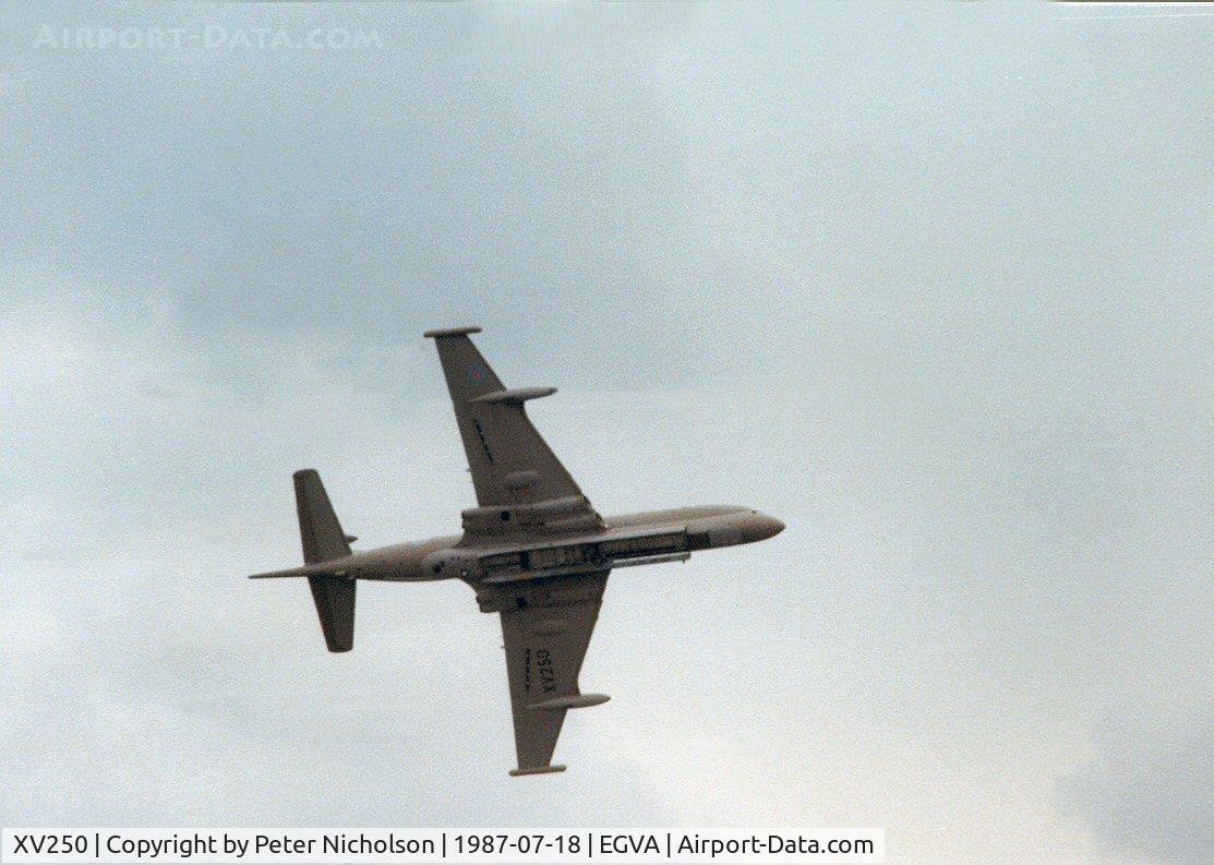 XV250, Hawker Siddeley Nimrod MR.2 C/N 8025, Fly-past by a Kinloss Maritime Wing Nimrod MR.2 at the 1987 Intnl Air Tattoo at RAF Fairford.