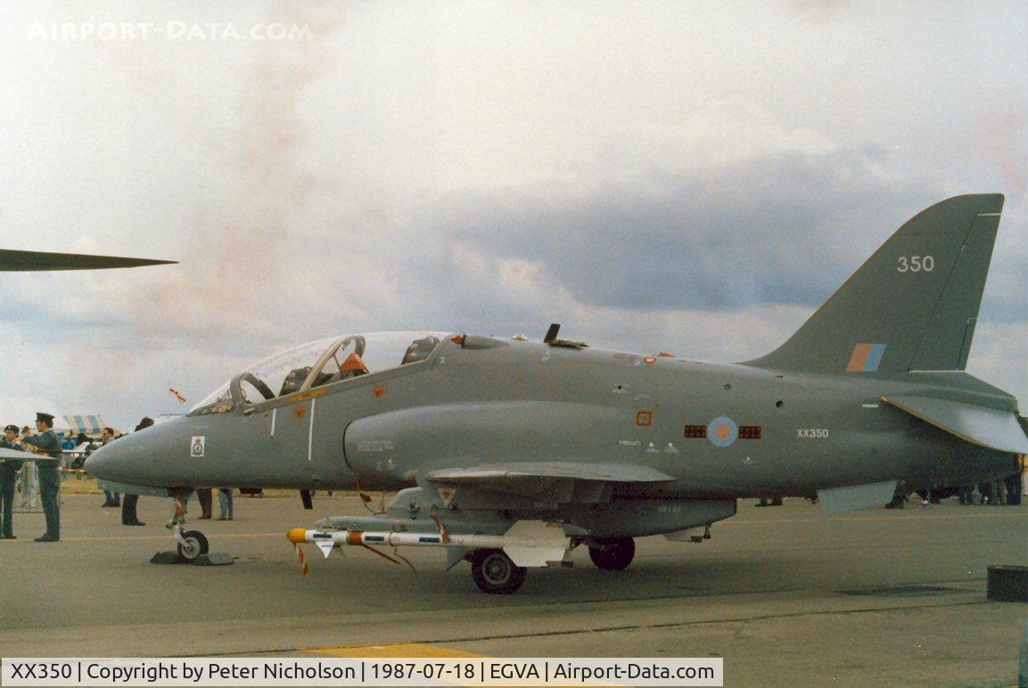 XX350, 1981 Hawker Siddeley Hawk T.1A C/N 199/312174, Hawk T.1A of 234 Squadron at RAF Brawdy on display at the 1987 Intnl Air Tattoo at RAF Fairford.