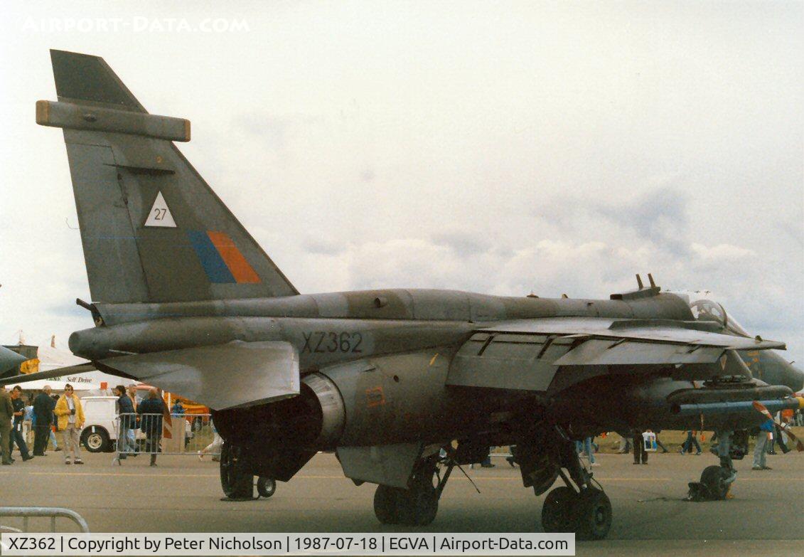 XZ362, 1976 Sepecat Jaguar GR.1A C/N S.129, Jaguar GR.1A of 2 Squadron on display at the 1987 Intnl Air Tattoo at RAF Fairford.