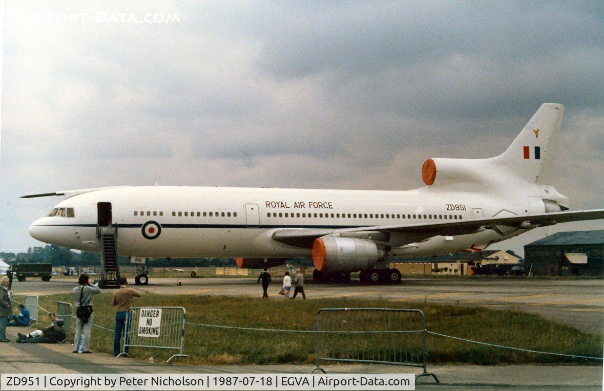 ZD951, 1979 Lockheed L-1011-385-3 TriStar K1 (500) C/N 193V-1165, TriStar K.1, callsign Embassy 823, of 216 Squadron on display at the 1987 Intnl Air Tattoo at RAF Fairford.