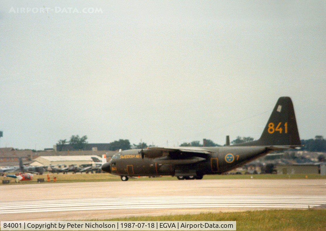 84001, 1964 Lockheed C-130H Hercules C/N 382-4039, C-130H Hercules of F7 Wing Swedish Air Force at the 1987 Intnl Air Tattoo at RAF Fairford.