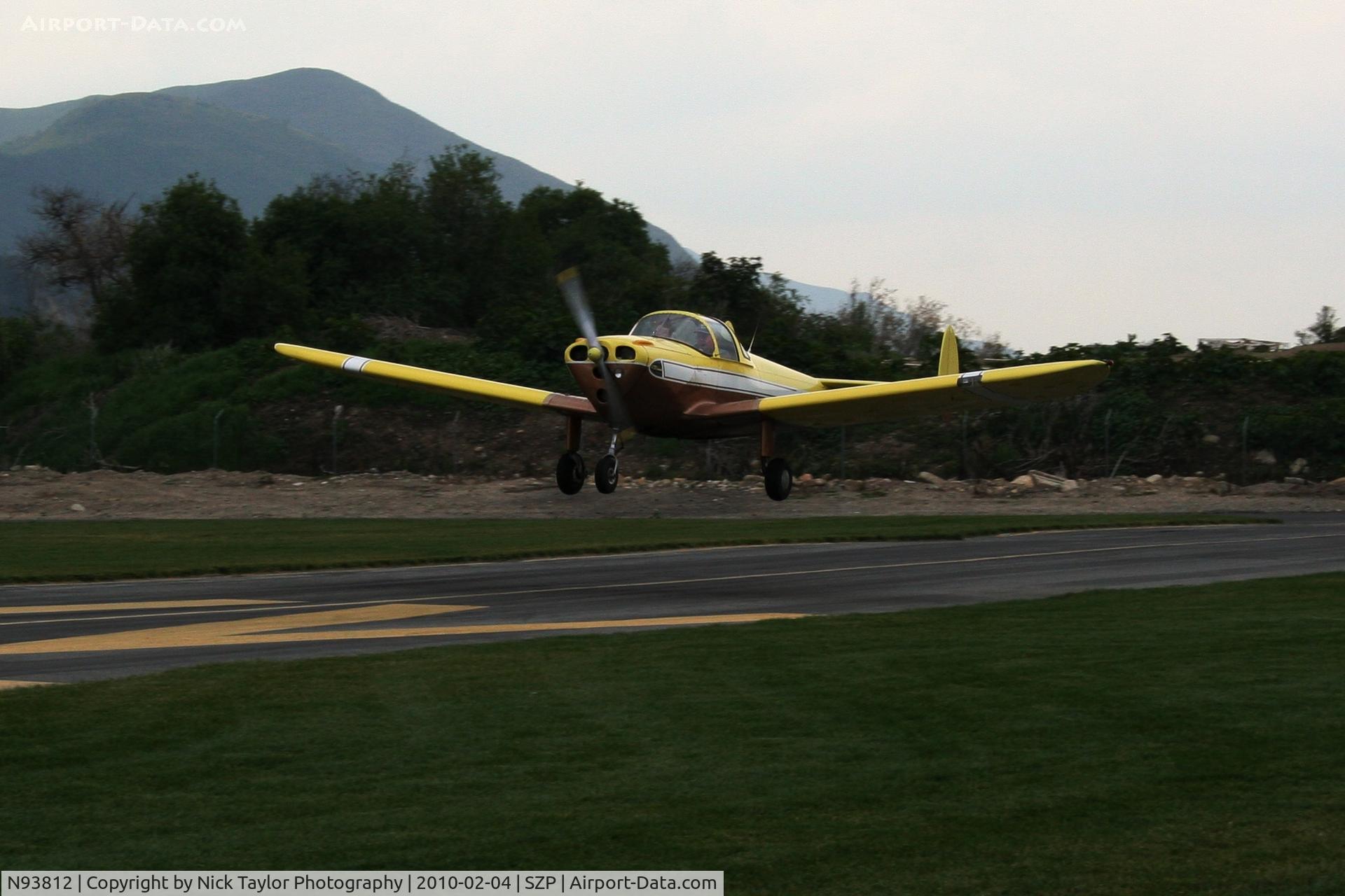 N93812, 1946 Erco 415C Ercoupe C/N 1135, About to touchdown in the threshold