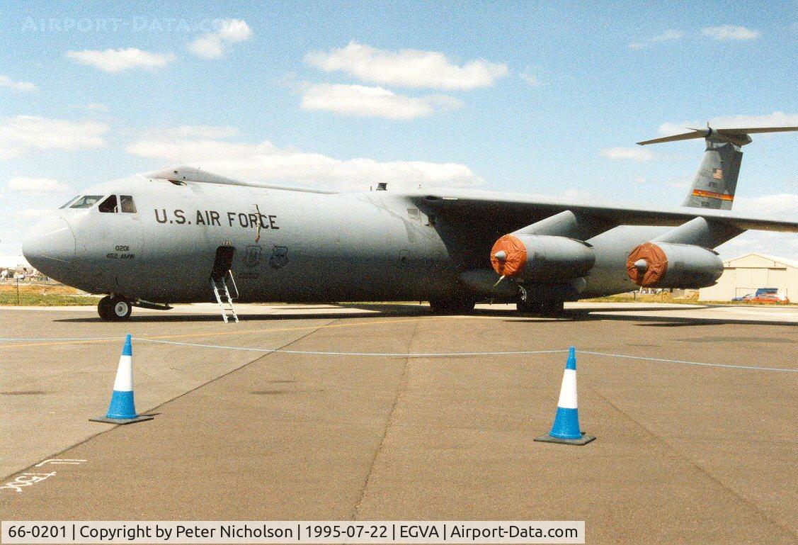 66-0201, 1966 Lockheed C-141B Starlifter C/N 300-6227, C-141B Starlifter of 452nd Airlift Wing at March AFB on display at the 1995 Intnl Air Tattoo at RAF Fairford.