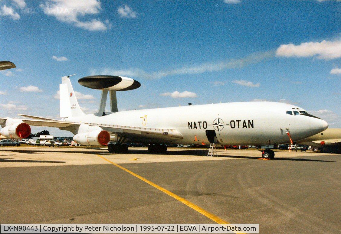LX-N90443, 1981 Boeing E-3A Sentry C/N 22838, E-3A Sentry, callsign Nato 21, of NATO's Airborne Early Warning Force on display at the 1995 Intnl Air Tattoo at RAF Fairford.