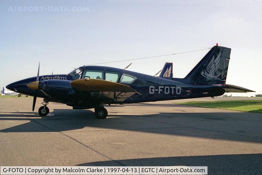 G-FOTO, 1976 Piper PA-23-250 Aztec C/N 27-7654089, Piper PA-23-250 Aztec F at Cranfield Airport in 1997.