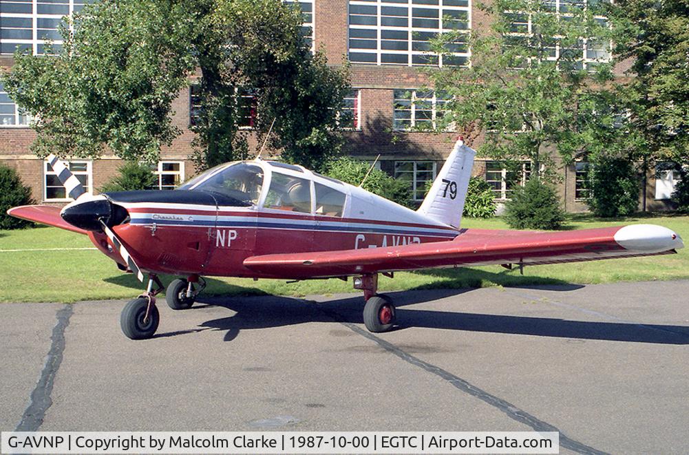 G-AVNP, 1967 Piper PA-28-180 Cherokee C/N 28-4113, Piper PA-28-180 Cherokee C at Cranfield Airport in 1987.