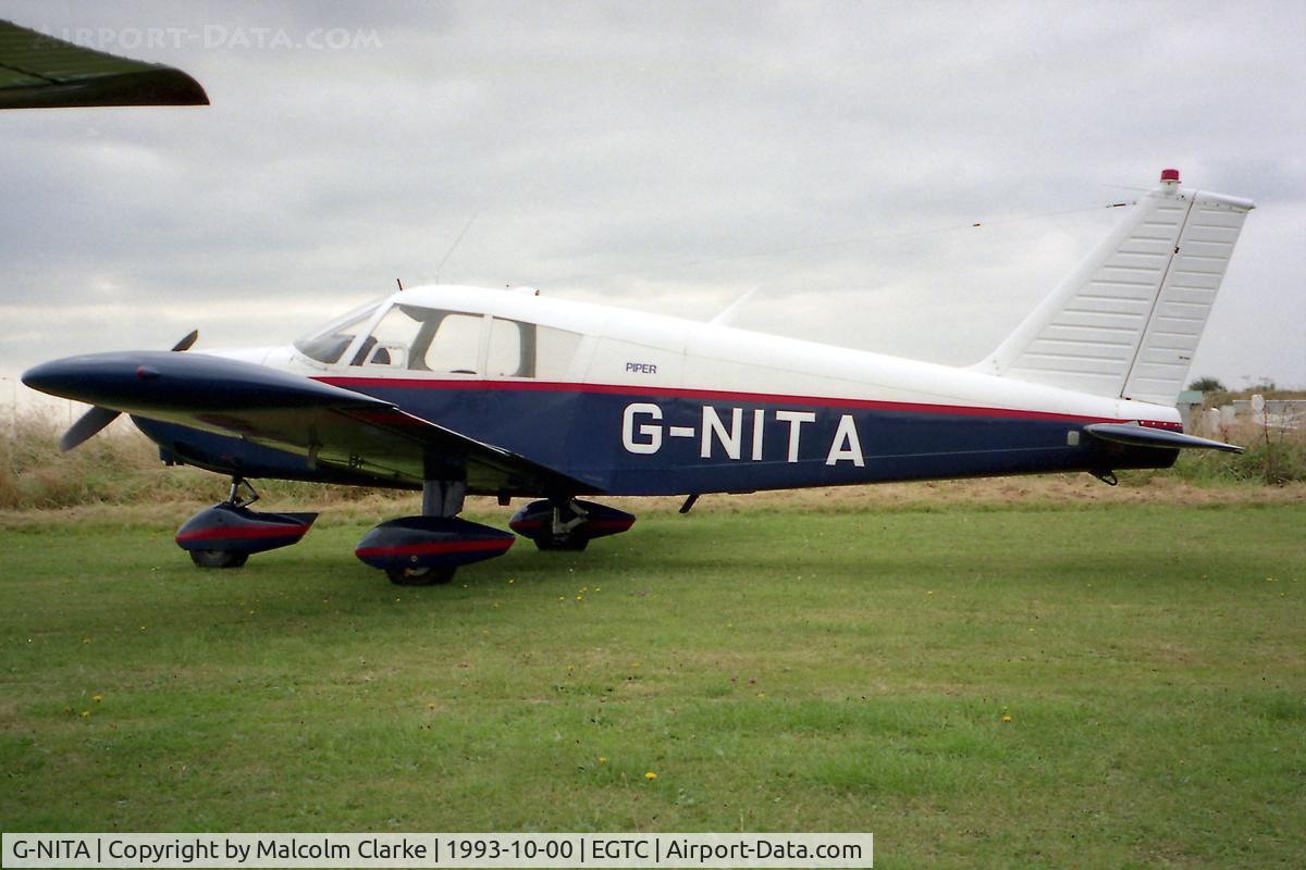 G-NITA, 1965 Piper PA-28-180 Cherokee C C/N 28-2909, Piper PA-28-180 Cherokee C at Cranfield Airport in 1993.