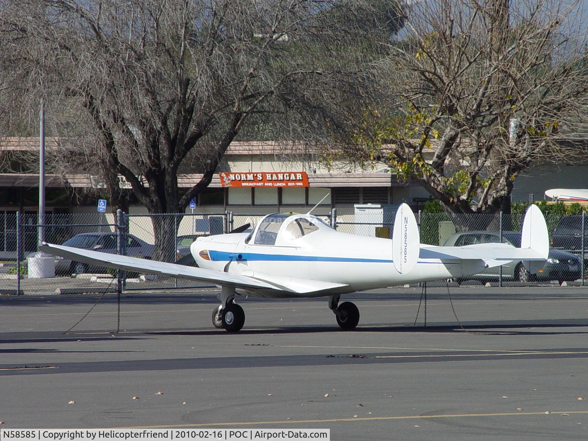 N58585, 1946 Erco 415C Ercoupe C/N 2602, Parked and tied down in transient parking