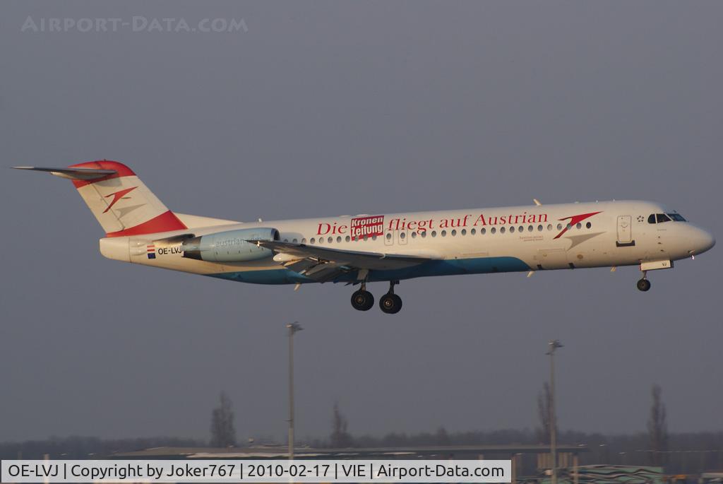 OE-LVJ, 1991 Fokker 100 (F-28-0100) C/N 11359, Austrian arrows Fokker F-100
