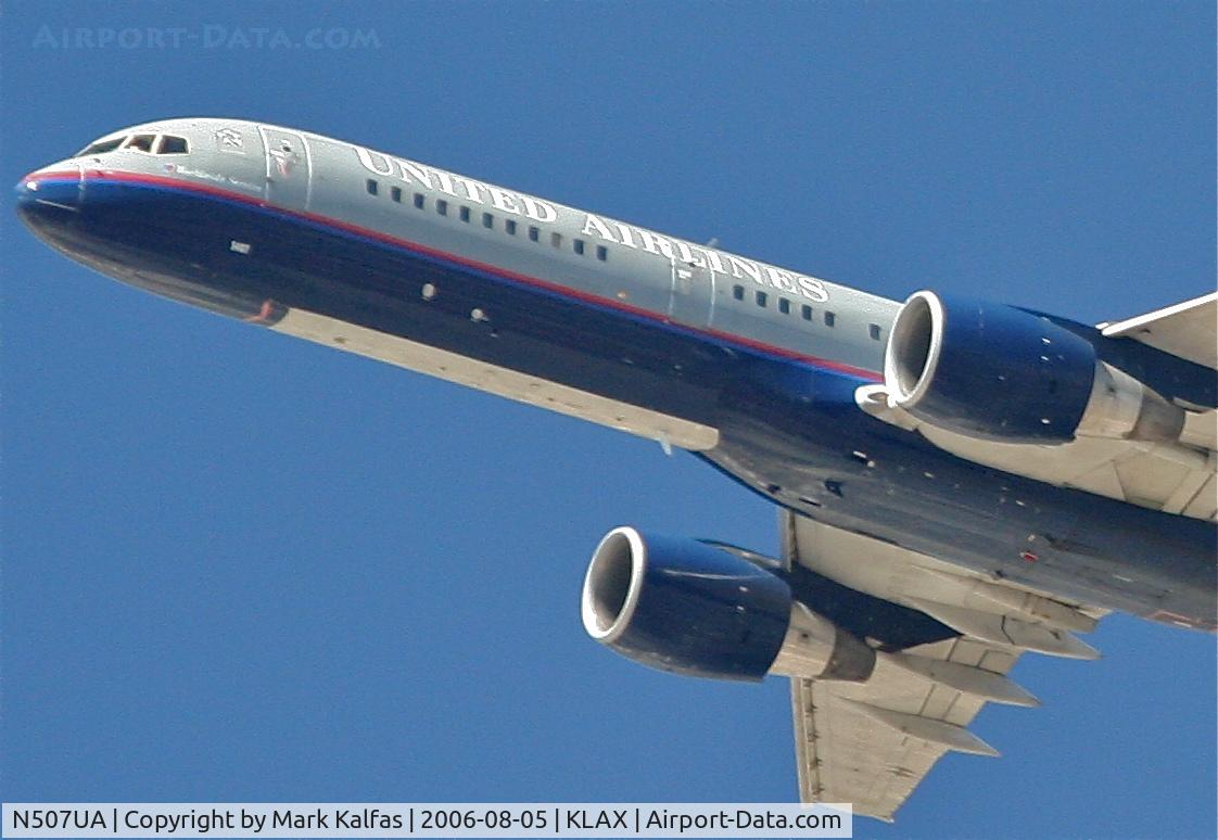 N507UA, 1990 Boeing 757-222F C/N 24743, United Airlines Boeing 757-222, N507UA 25R departure KLAX.