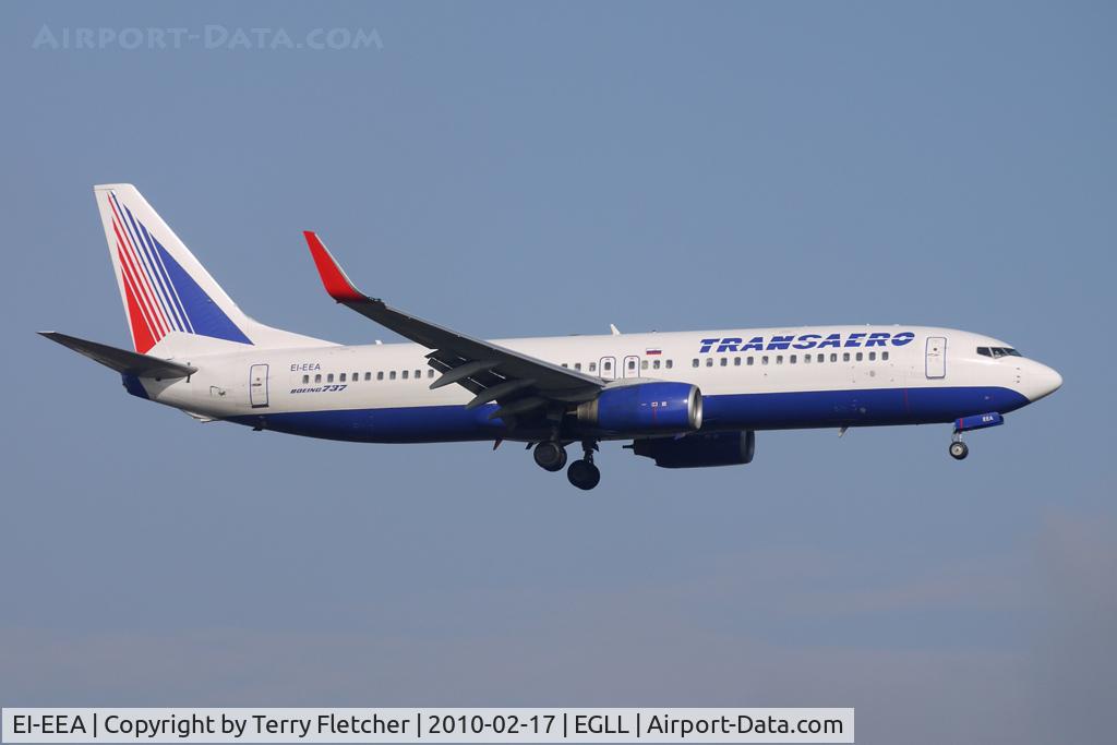 EI-EEA, 1998 Boeing 737-8K5 C/N 27989, Transaero Airlines B737-800 Series on approach to Heathrow
