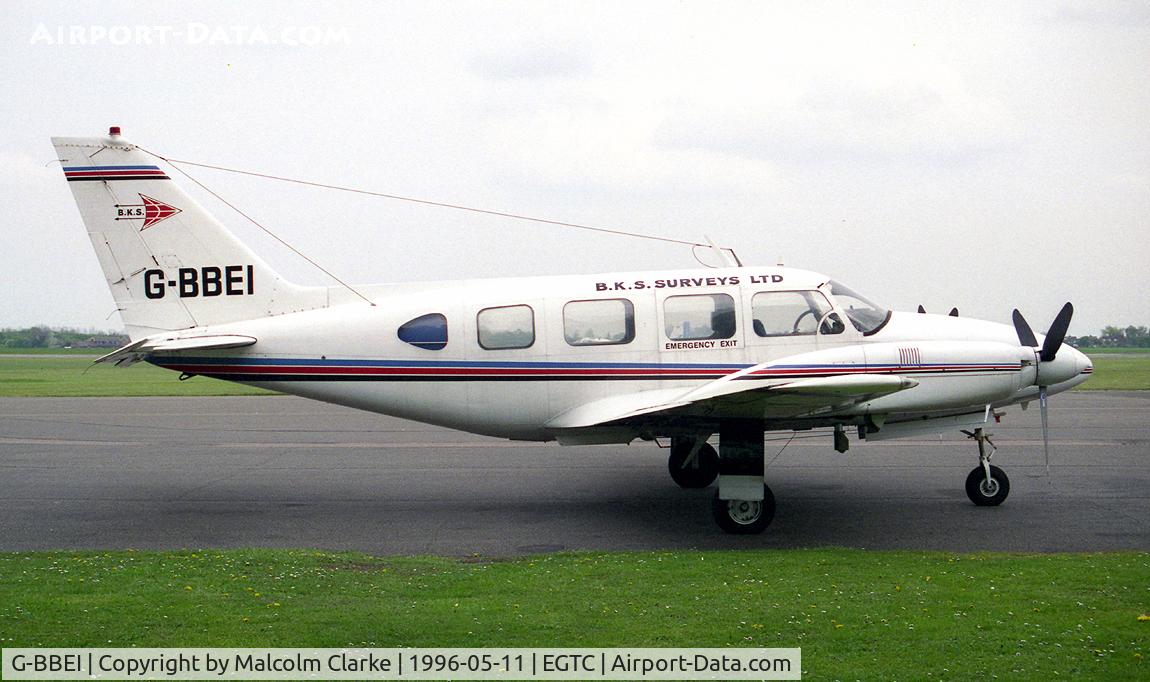 G-BBEI, 1968 Piper PA-31-310 Navajo Navajo C/N 31-126, Piper PA-31-310 Navajo at Cranfield in 1996. Previously 5Y-AHO.