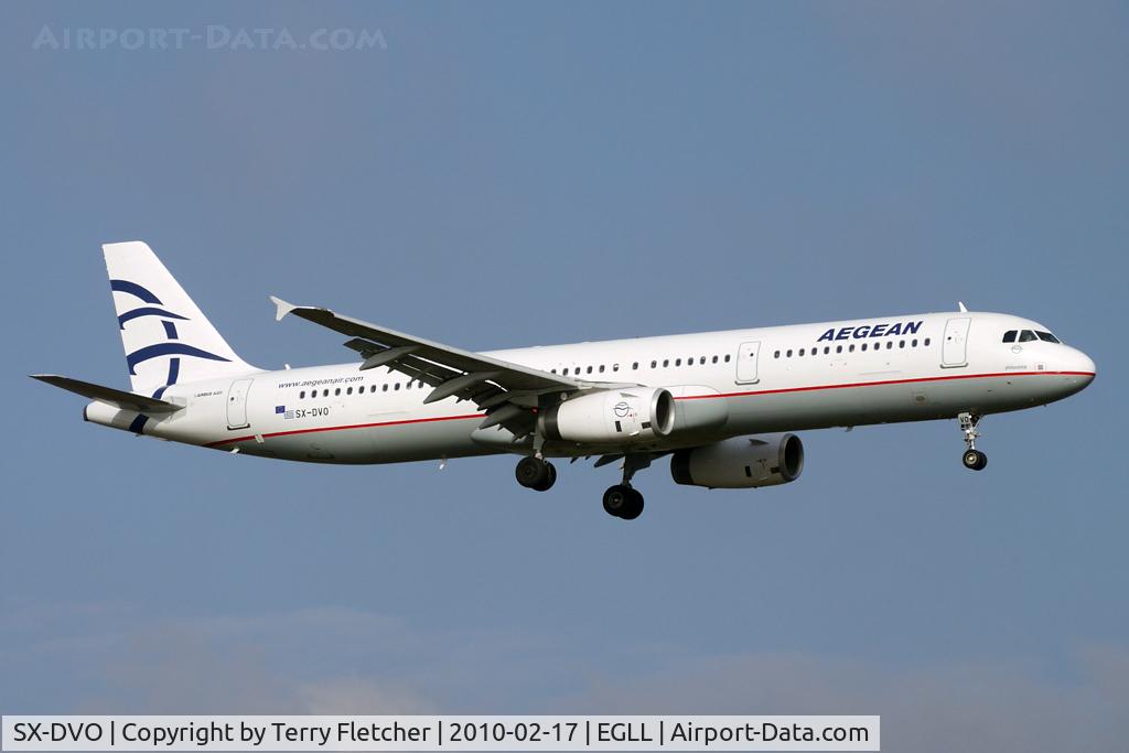 SX-DVO, 2008 Airbus A321-231 C/N 3462, Aegean A320 on approach to Heathrow