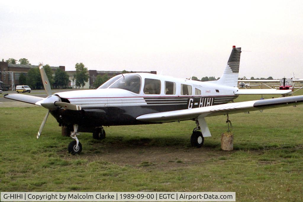 G-HIHI, 1987 Piper PA-32R-301 Saratoga SP C/N 32R13012, Piper PA-32R-301 Saratoga SP at cranfield in 1989.