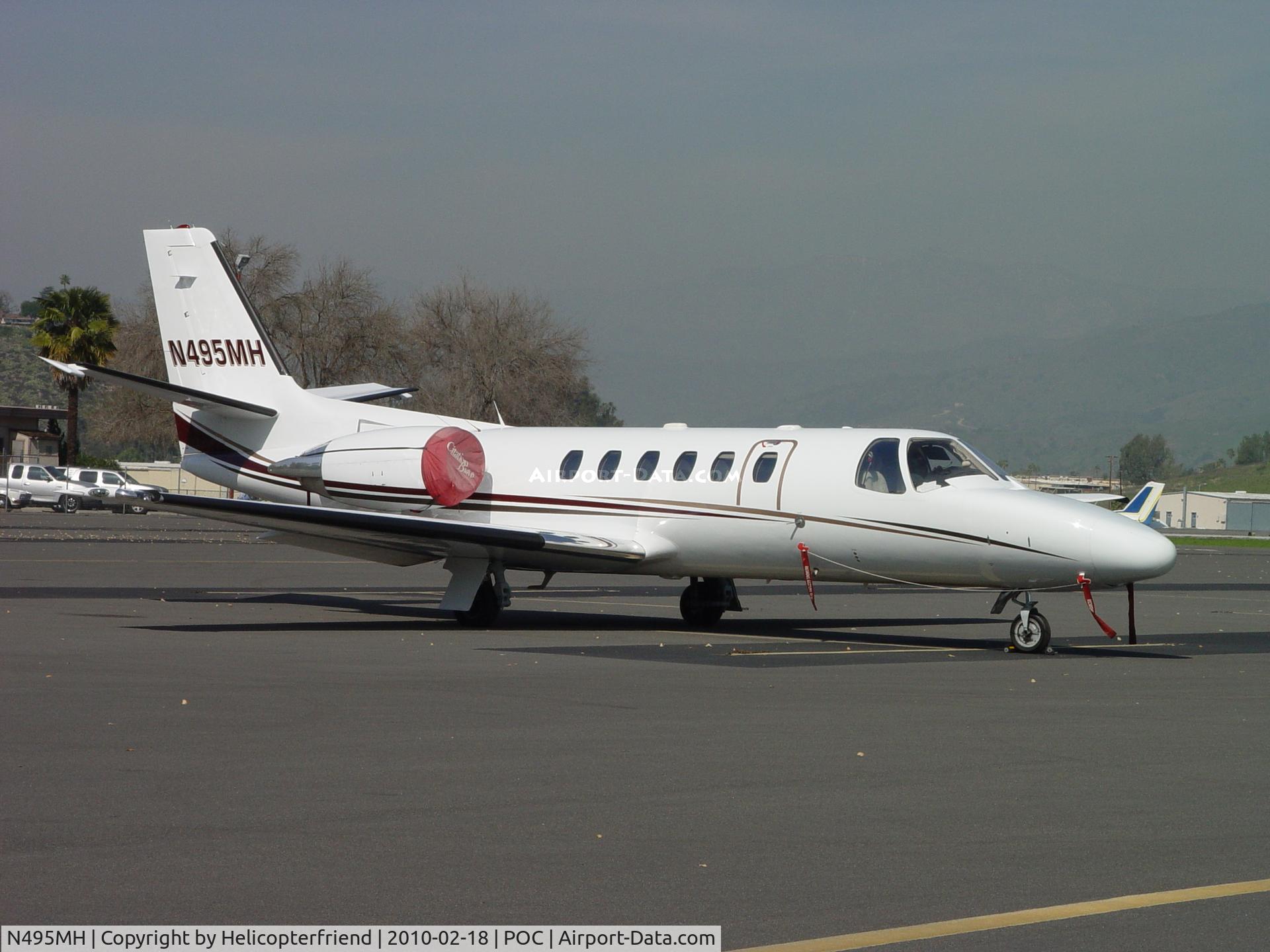N495MH, 2002 Cessna 550 Citation Bravo C/N 550-1020, Parked and tied down in transient parking