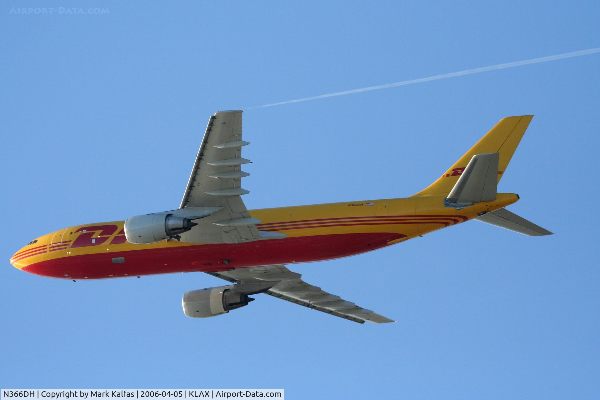 N366DH, 1985 Airbus A300B4-203 C/N 249, DHL Airbus A300 B4-203, N366DH 25L departure KLAX.