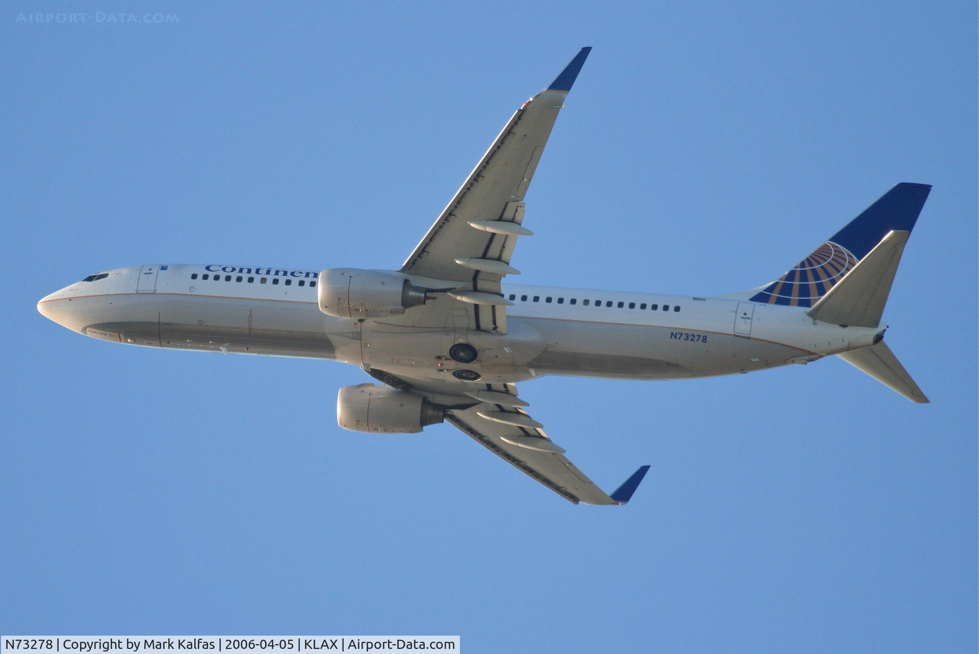 N73278, 2003 Boeing 737-824 C/N 31596, Continental Airlines Boeing 737-824, 25R departure KLAX.