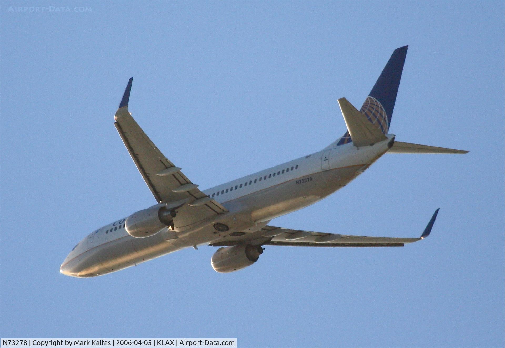 N73278, 2003 Boeing 737-824 C/N 31596, Continental Airlines Boeing 737-824, 25R departure KLAX.