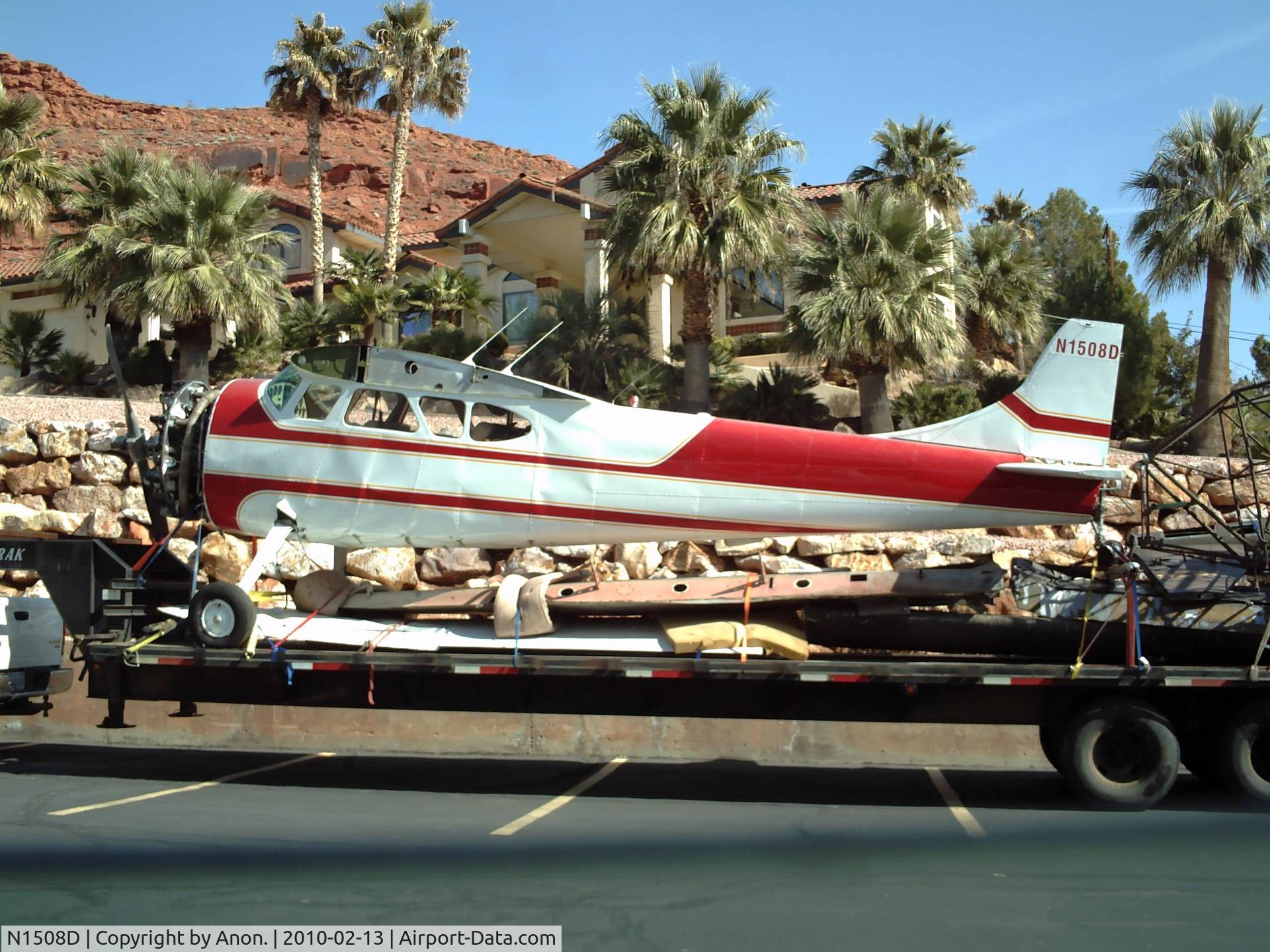 N1508D, 1951 Cessna 195 C/N 7730, N1508D & Vultee L-13 frame on trailer in St. George UT.