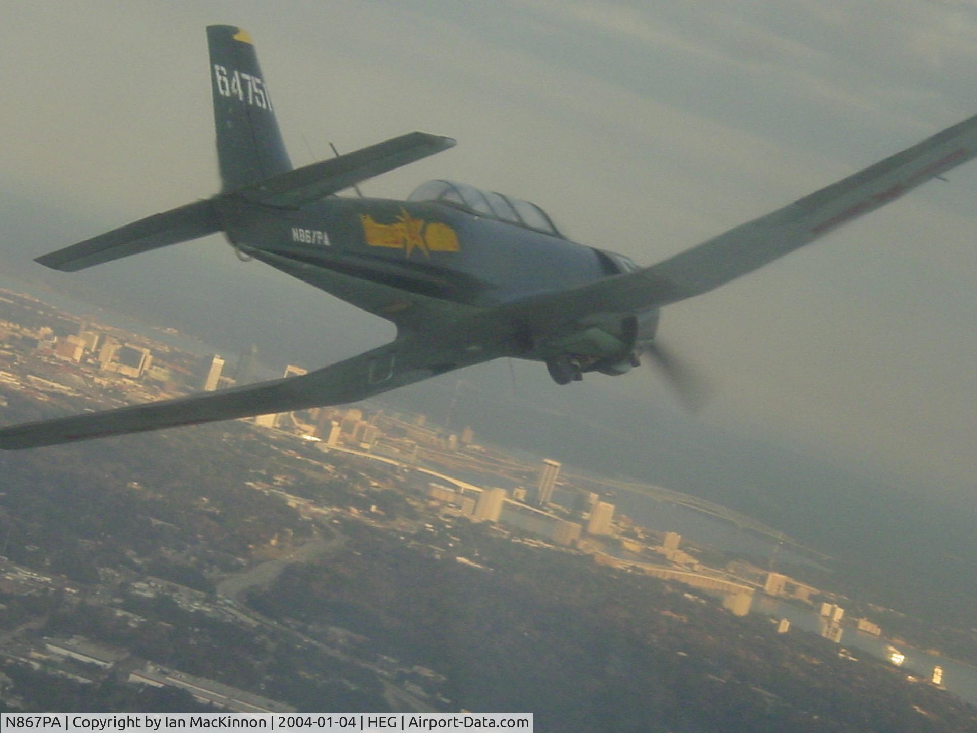 N867PA, 1983 Nanchang CJ-6A C/N 3932010, N867PA Aerial from N825PA in left bank over the Jacksonville, FL Skyline