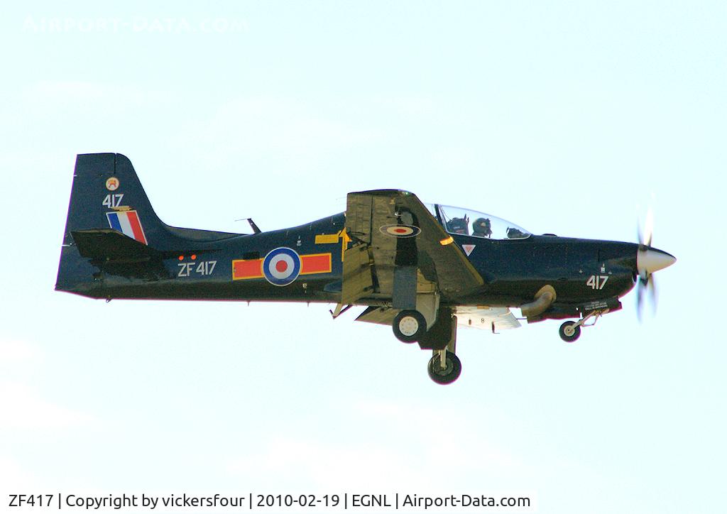 ZF417, 1992 Short S-312 Tucano T1 C/N S136/T107, Royal Air Force. Operated by 207 (R) Squadron. Overshooting from an approach to RW35.