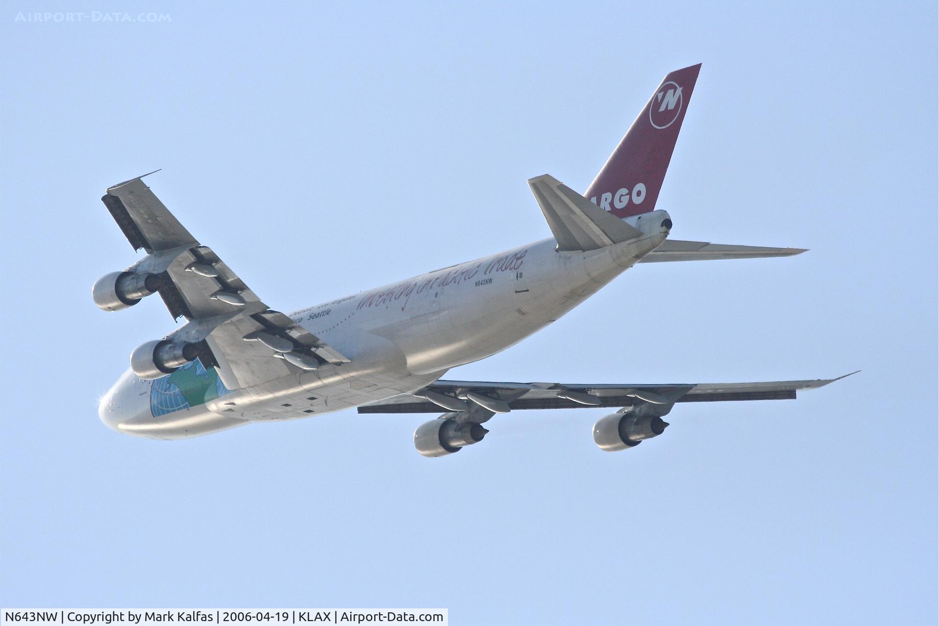 N643NW, 1980 Boeing 747-249F C/N 22245, Northwest Boeing 747-249F, N643NW 25L departure KLAX.
