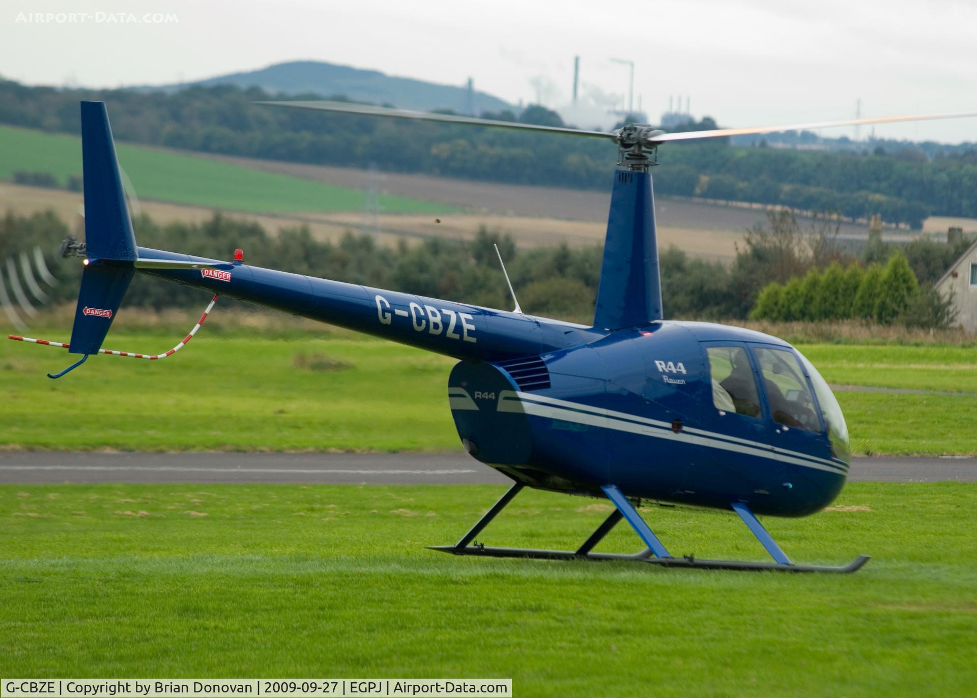 G-CBZE, 2002 Robinson R44 Clipper C/N 1276, Departing Fife Airport, Glenrothes, Scotland