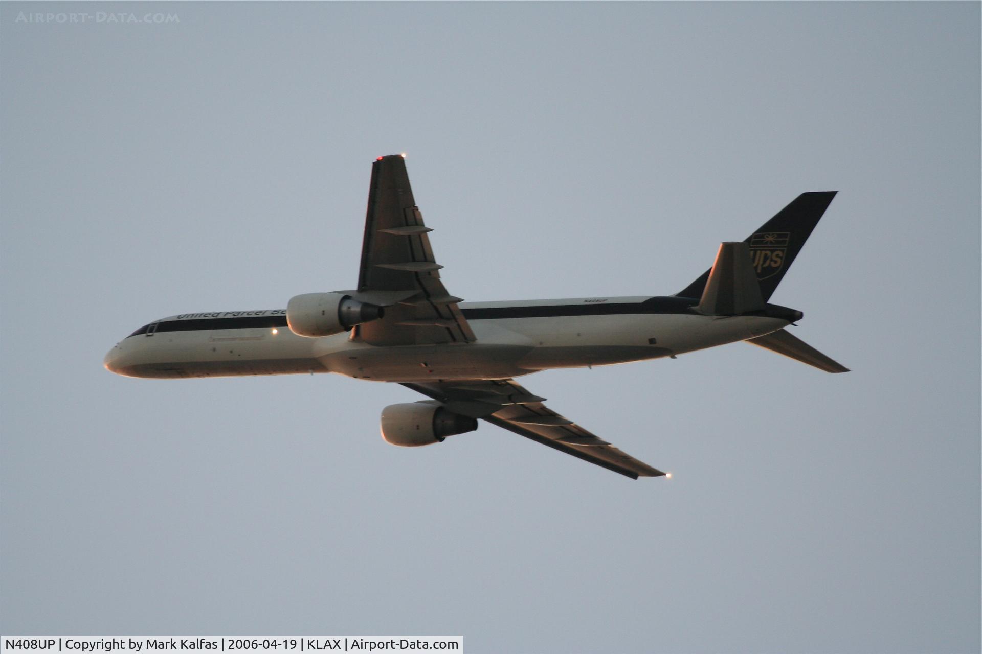 N408UP, 1988 Boeing 757-24APF C/N 23730, UPS Boeing 757-24APF, N408UP departing 25L KLAX.