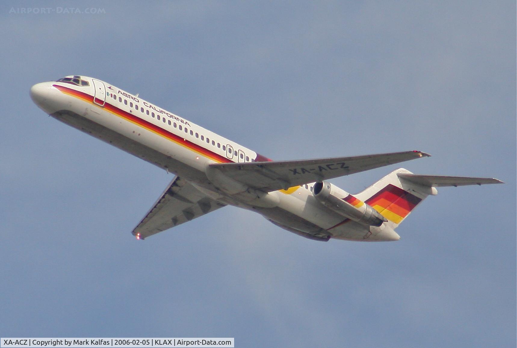 XA-ACZ, 1971 Douglas DC-9-32 C/N 47514, Aero California Mcdonnell Douglas DC-9-32, XA-ACZ 25R departure KLAX.