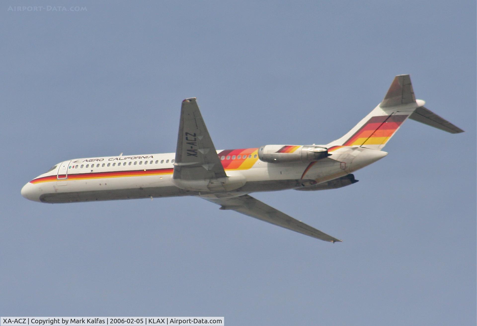 XA-ACZ, 1971 Douglas DC-9-32 C/N 47514, Aero California Mcdonnell Douglas DC-9-32, XA-ACZ 25R departure KLAX.