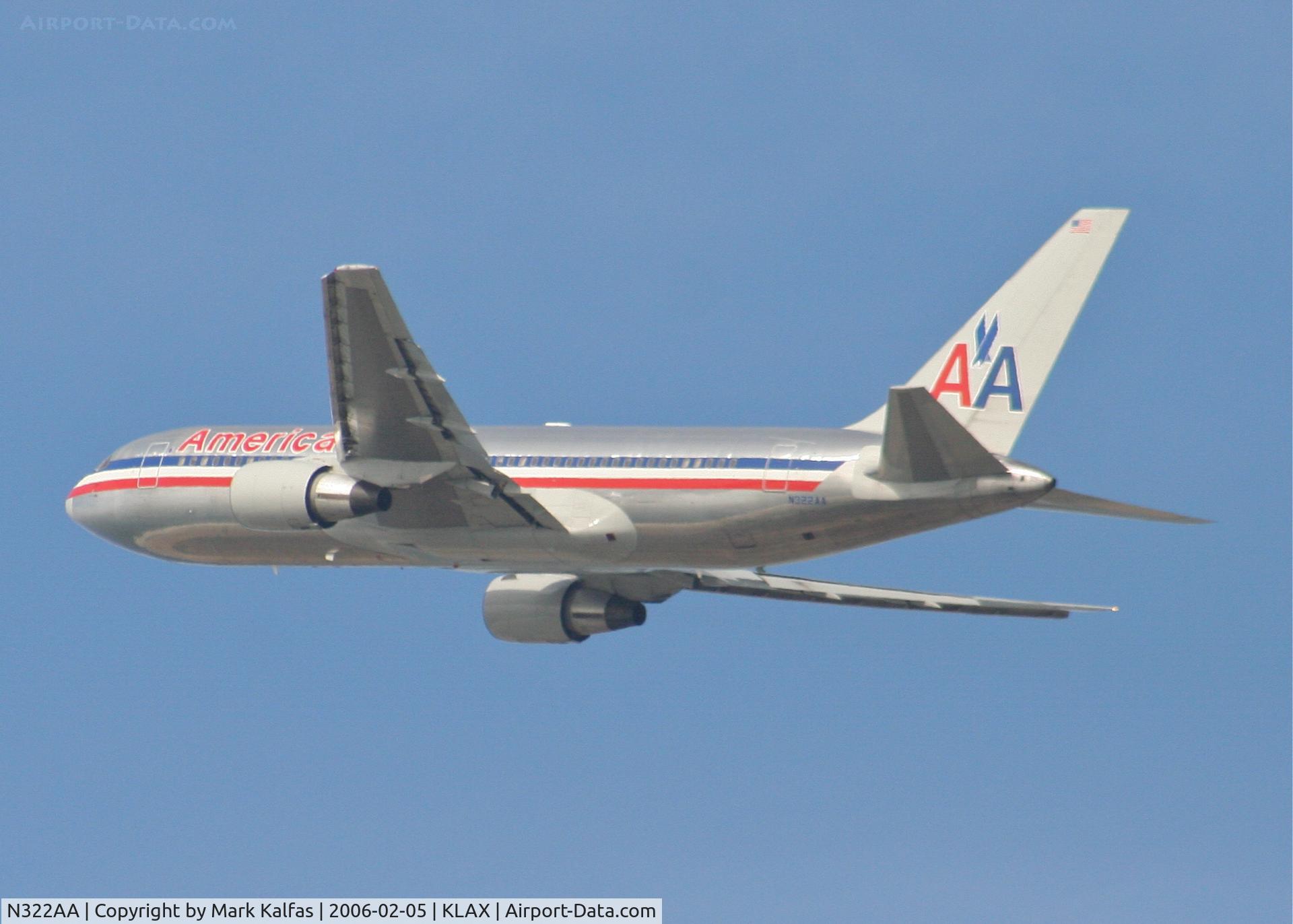 N322AA, 1986 Boeing 767-223 C/N 22323, American Airlines Boeing 767-223. N322AA 25R departure KLAX.