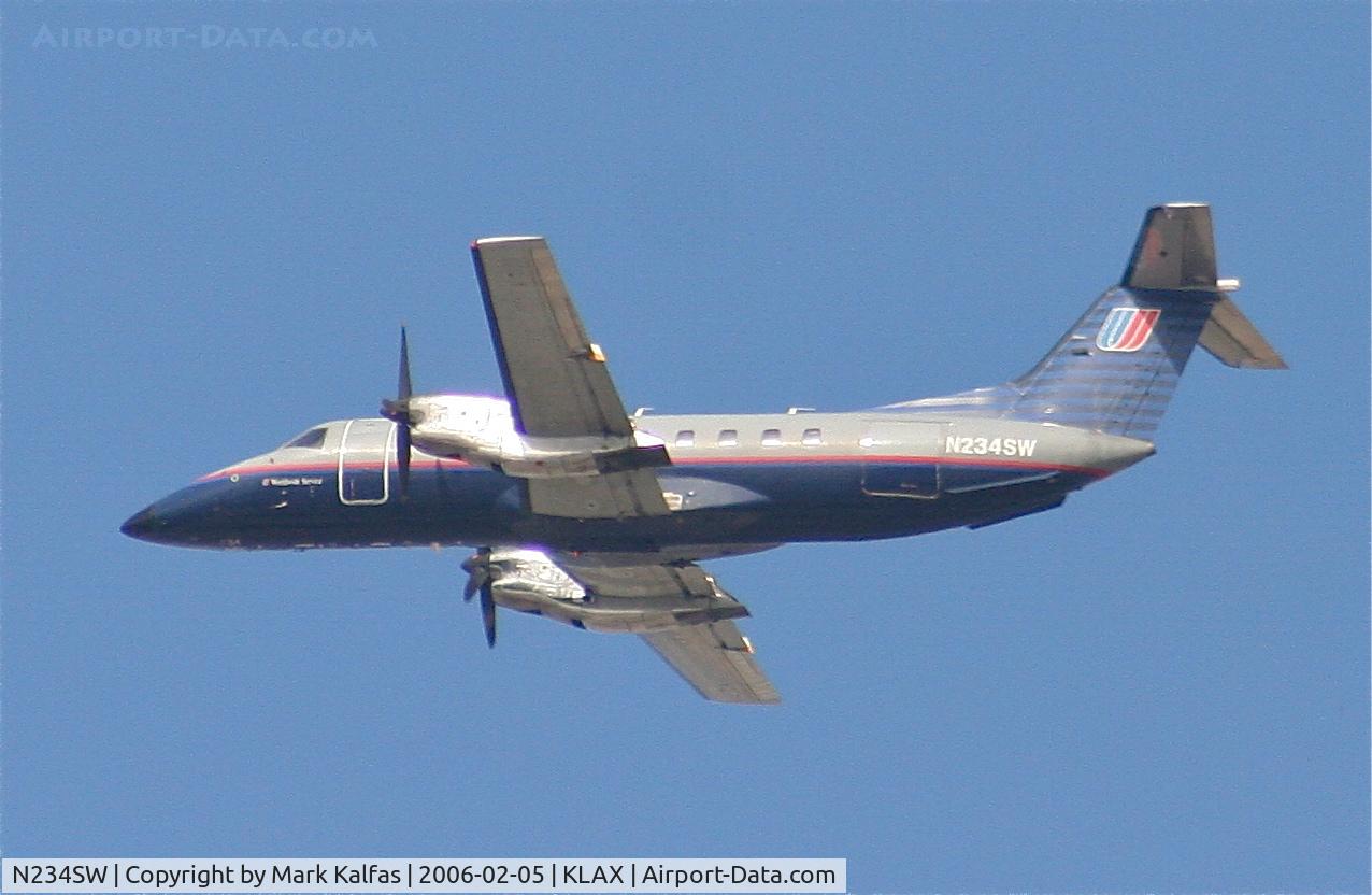 N234SW, 1996 Embraer EMB-120ER Brasilia C/N 120.308, SkyWest Embraer EMB-120ER, N234SW 25R departure KLAX.