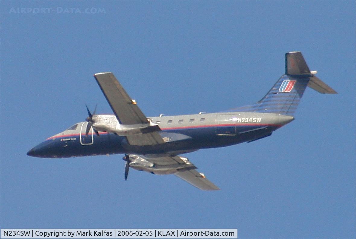 N234SW, 1996 Embraer EMB-120ER Brasilia C/N 120.308, SkyWest Embraer EMB-120ER, N234SW 25R departure KLAX.